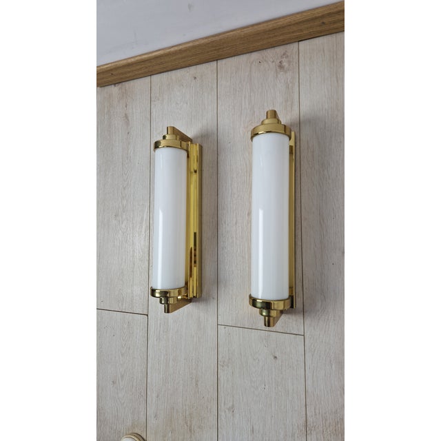 Metal Vintage Wall Lamps in Brass and Acrylic, 1980s, Set of 2 For Sale - Image 7 of 9