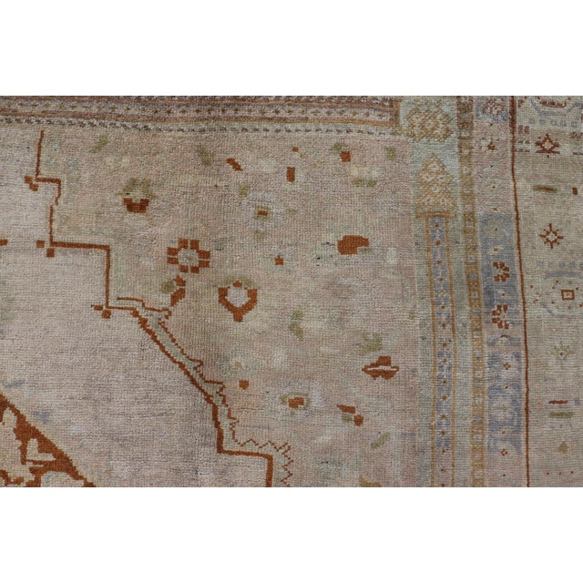 Vintage Turkish Oushak Rug in Brown, Pale Green, Taupe & Taupe Light Purple For Sale - Image 9 of 17