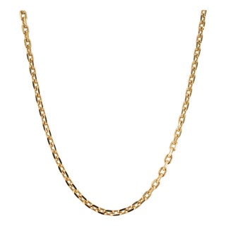 Unisex 14k Yellow Gold Solid 22.5” 3.1mm Biker Open Anchor Link Chain Necklace For Sale