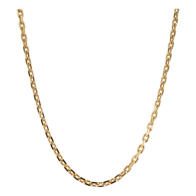 Unisex 14k Yellow Gold Solid 22.5” 3.1mm Biker Open Anchor Link Chain Necklace For Sale