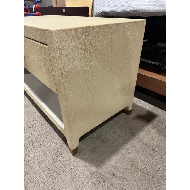 Restoration Hardware Restoration Hardware Beige Faux Shagreen Nightstand For Sale - Image 4 of 4