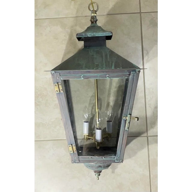Classic Solid Copper & Brass Hanging Pendant / Lantern Light For Sale - Image 9 of 15