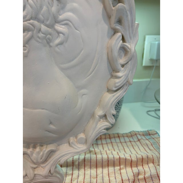 Oversized Large French Baroque Cameo Wall Plaque Portrait Relief in Antique White For Sale - Image 14 of 14