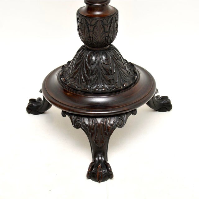Antique Victorian Floor Lamp in Carved Mahogany, 1890 For Sale - Image 9 of 11