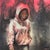 This oil on panel artwork depicts a figure in a soft pink hoodie, standing against a backdrop of vibrant, textured hues...