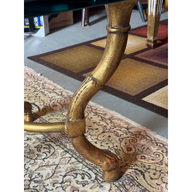 Metal Vintage Maison Ramsay Style Gilt Base Glass Top Coffee Table With Paw Feet For Sale - Image 7 of 11