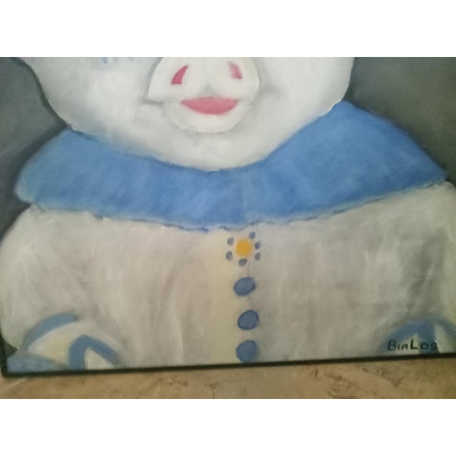 Farmhouse Original Artwork "Winnie" Pig For Sale - Image 3 of 4