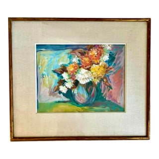 Expressive Floral Still Life, Signed For Sale
