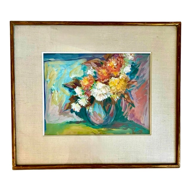 Expressive Floral Still Life, Signed For Sale