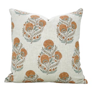 Fabdivine Artisan Block Print Throw Pillow Cover 14x36 Inch Viscose Linen-Mohini For Sale