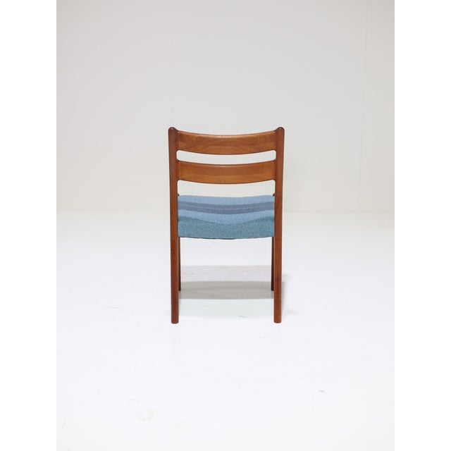 1960s Teak and Blue Dining Chairs from Emc Møbler, Denmark, 1960s, Set of 4 For Sale - Image 5 of 18