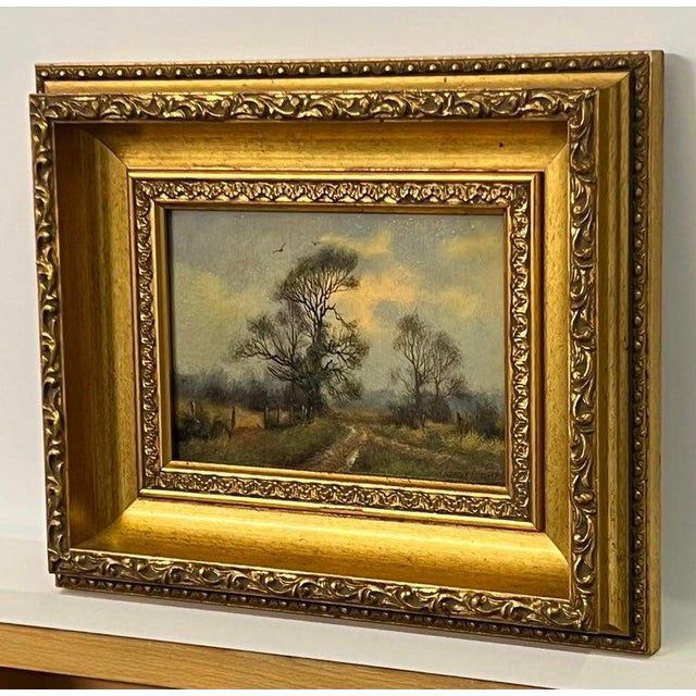 Textile James Wright, Country Lane with Trees & Birds in English Countryside by 20th Century Artist, 1980 For Sale - Image 7 of 11