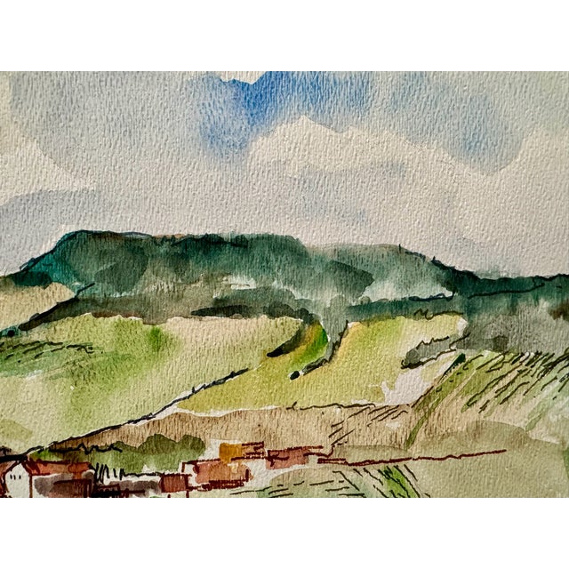 Rustic Henry Emil Salloch Original Watercolor on Paper Panoramic Valley Landscape, 1972. For Sale - Image 3 of 8