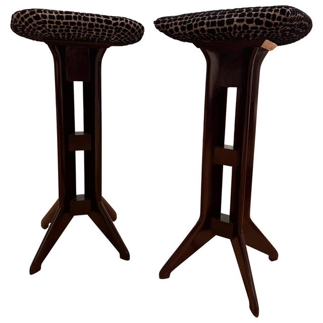 Wood Bar Stools attributed to Cesare Lacca, 1950s, Set of 2 For Sale - Image 7 of 7