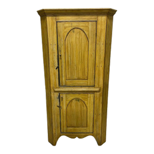 19thc Mustard Painted Corner Cupboard