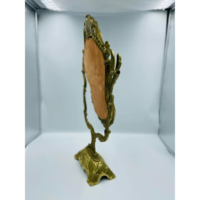 Late 20th Century Heavy Brass Classical-Style Vanity Mirror For Sale - Image 4 of 12