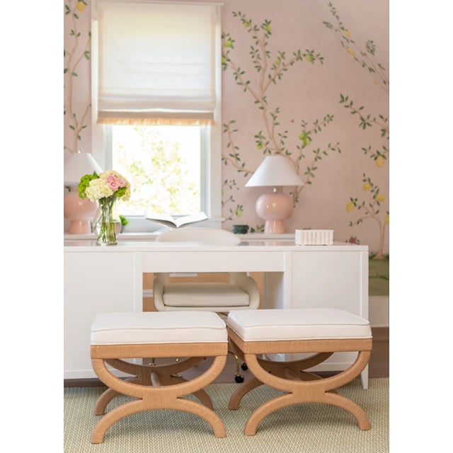2020s Matthew Izzo Home Annie Blush Ceramic Table Lamp With White Linen Coolie Shade For Sale - Image 5 of 5