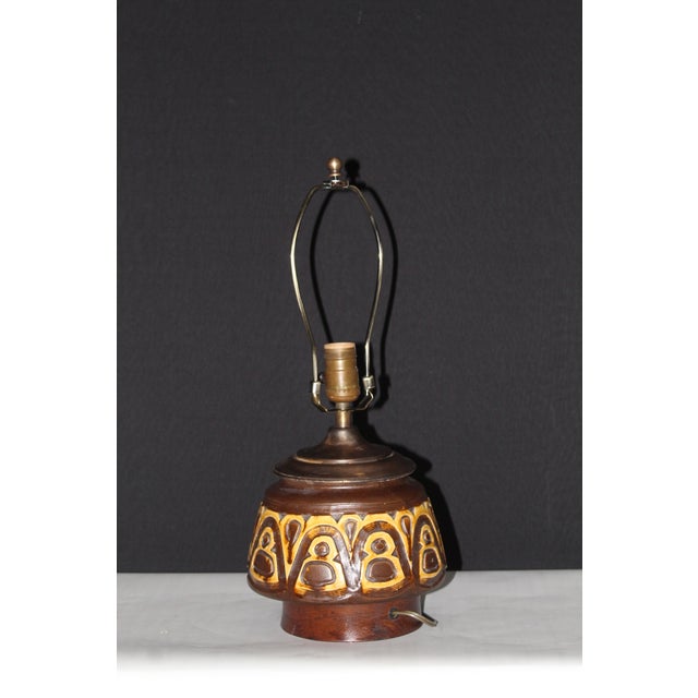 Brown Mid 20th Century Roberto Rigon Style Ceramic Lamp For Sale - Image 8 of 13