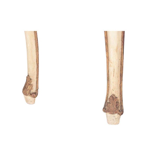 Traditional Regency Style Parcel Gilt & Painted Marble Top Demi Lune Console For Sale - Image 3 of 5