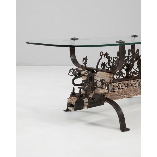 1900s Asian Wrought Iron Coffee Table With Figural Elements For Sale - Image 4 of 18
