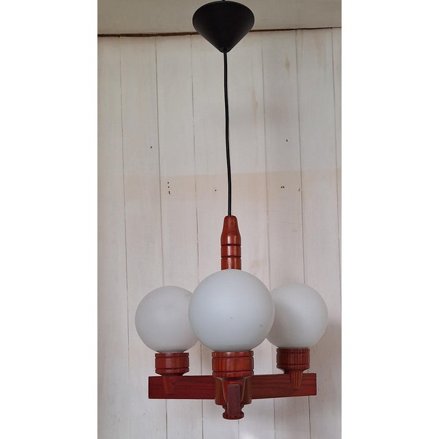 Vintage Hanging Lamp in Pine, 1970s For Sale - Image 6 of 8
