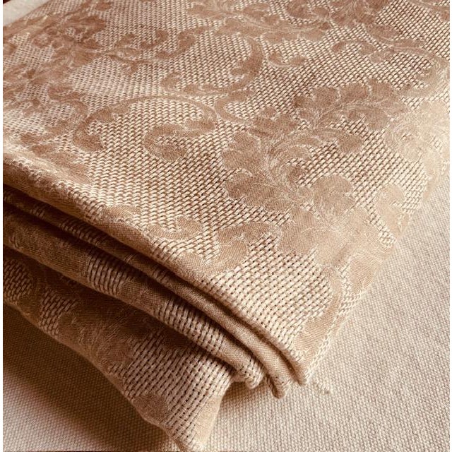 2000 - 2009 French Linen Damask Fabric, 86" × 84" — Natural Écru Tonal Weave | Tablecloth, Bed Cover or Drapery For Sale - Image 5 of 11