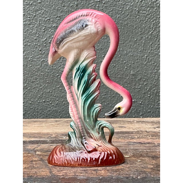 Mid-Century Modern Vintage MCM Glazed Ceramic Flamingo For Sale - Image 3 of 12
