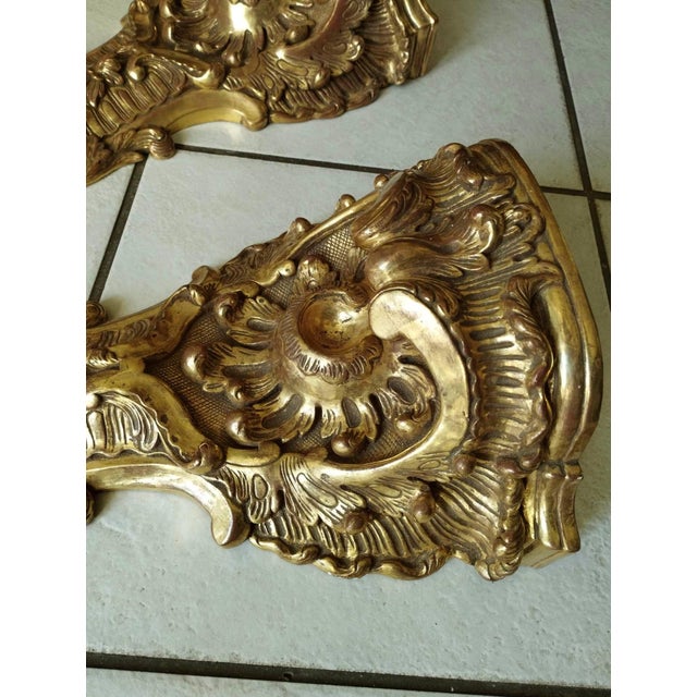 Regency Wall Consoles in Gilded Carved Wood, 1970s, Set of 4 For Sale - Image 6 of 10