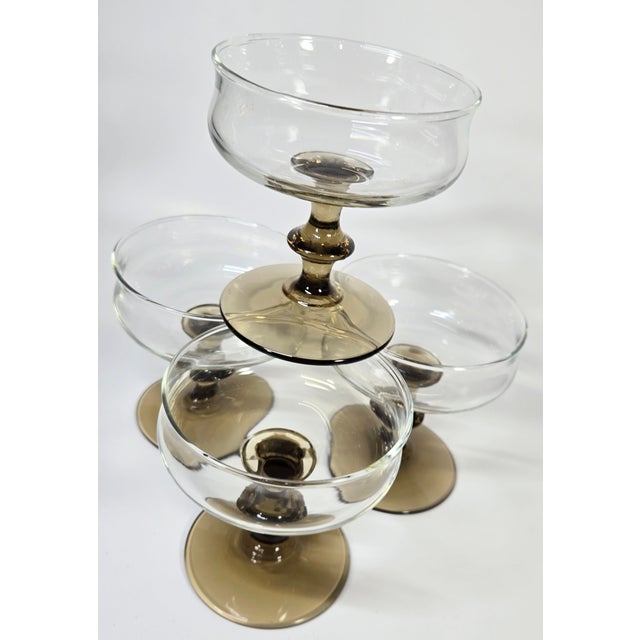 Late 20th Century Boho Chis Spicy Stemmed Champagne Coupes - Set of Four For Sale - Image 11 of 14