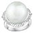 16MM Round White South Sea Pearl Diamond Platinum Halo Sunburst Ring For Sale