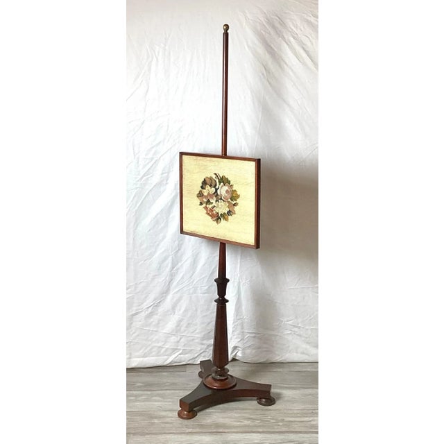 Sheraton Antique Mahogany Fire Pole Screen For Sale - Image 4 of 12