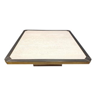 Vintage 23kt Gold and Travertine Coffee Table from Belgochrom, 1970s For Sale