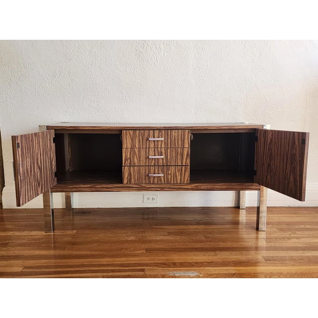 Mid Century Modern Laminated Faux Rosewood Credenza For Sale - Image 9 of 12