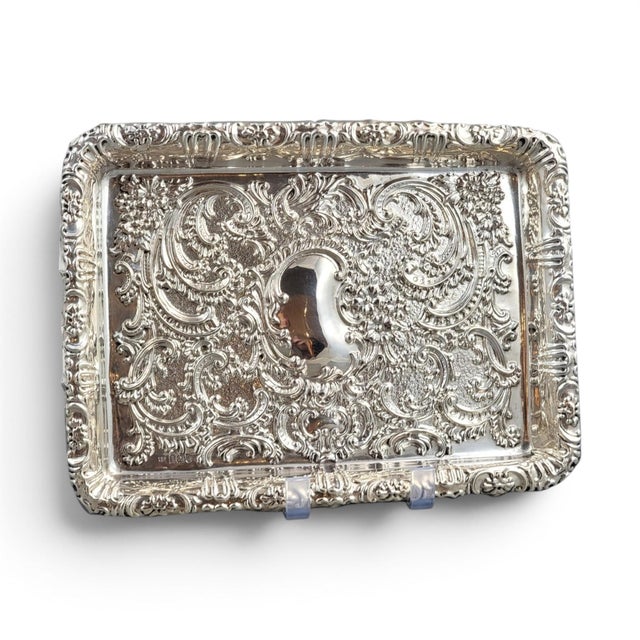Silver Edwardian Sterling Silver Card Tray by Robert Pringle & Sons, 1904 For Sale - Image 8 of 8