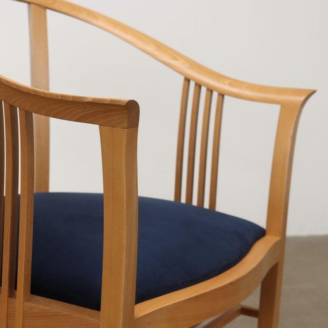 Vintage Giorgetti Armchair in Velvet & Beech, Italy, 1980s For Sale - Image 5 of 11