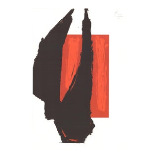 Robert Motherwell Art Chicago (No Text) 27" X 18.75" Lithograph 1981 Expressionism Red, Black & White For Sale