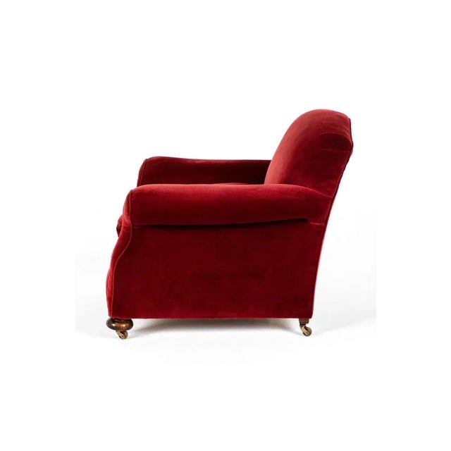 Victorian Red Velvet Armchair For Sale - Image 4 of 13
