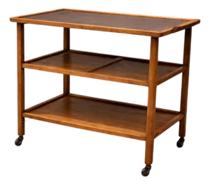 Brazilian Modern Bar Cart With Adjustable Shelves in Hardwood, Peter Kraft, 1960s