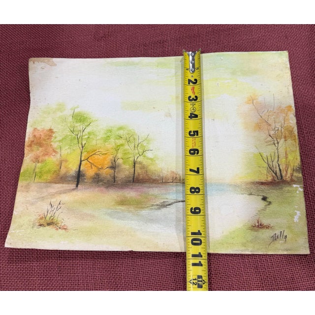 Della Watercolor/ Pastel 1950s Loose Signed For Sale - Image 4 of 5