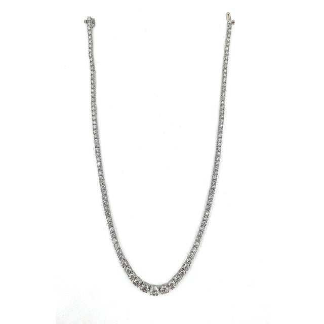 White 17.72 Ct Riviera Graduated Diamond Necklace - Platinum For Sale - Image 8 of 8