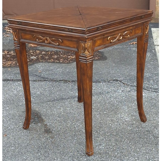 Neoclassical Late 20th Century Neoclassical Style Mahogany Handkerchief Envelope Games Table For Sale - Image 3 of 14