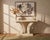 A petite sculptural console table presented as circa 1960s, distinguished by a polished cream-white marble surface, softly...