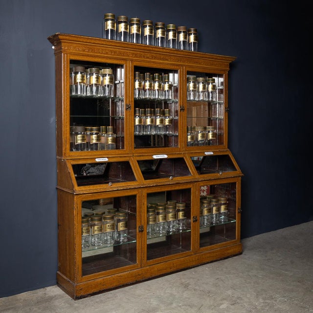 Antique 20th Century French Scumbled Pine & Glass Pharmacy Cabinet, 1900 For Sale - Image 14 of 16