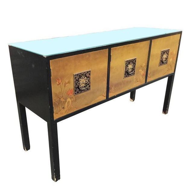 James Mont Style Asian Inspired Console Cabinet | Chairish