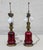Antique French Second Empire Ruby Glass Converted Table Oil Lamps - a Pair For Sale - Image 9 of 12