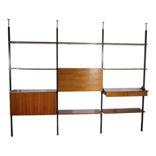 Mid-Century Modular Wall and Room Divider System in Teak Shelving System, Italy, 1960s For Sale