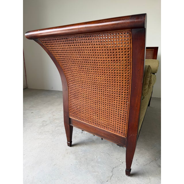 Hollywood Regency Style Baker Furniture “Milling Road” Mahogany Double Caned Settee For Sale - Image 4 of 12
