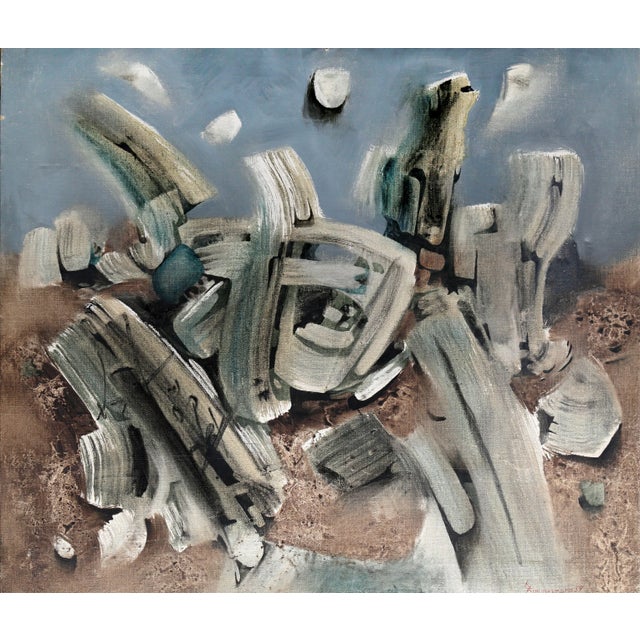 Paysage De Pierres Mortes, Jacques Zimmermann Oil on Canvas, Signed For Sale - Image 4 of 4