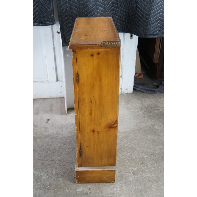 Vintage French Country Farmhouse Pine Chicken Wire Bookcase Curio Cabinet 33" For Sale - Image 9 of 12