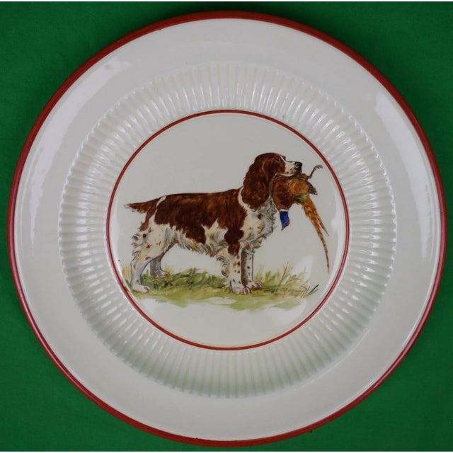 Set of 4 Vintage Cyril Gorainoff Hunting Dog With Pheasant Hand-Painted Bedford Ware Plates For Sale In New York - Image 6 of 8
